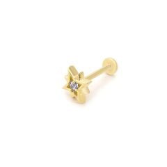 Altın Taşlı Yıldız Piercing