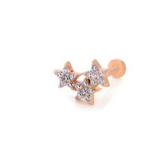 Üç yıldız Beş Taşlı Altın Piercing