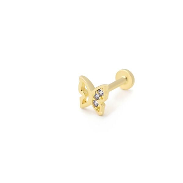 Kelebek Taşlı Altın Piercing