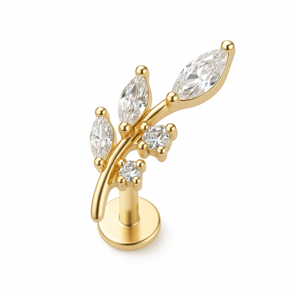 Marquise Leafia Yaprak Taşlı Cerrahi Çelik Piercing