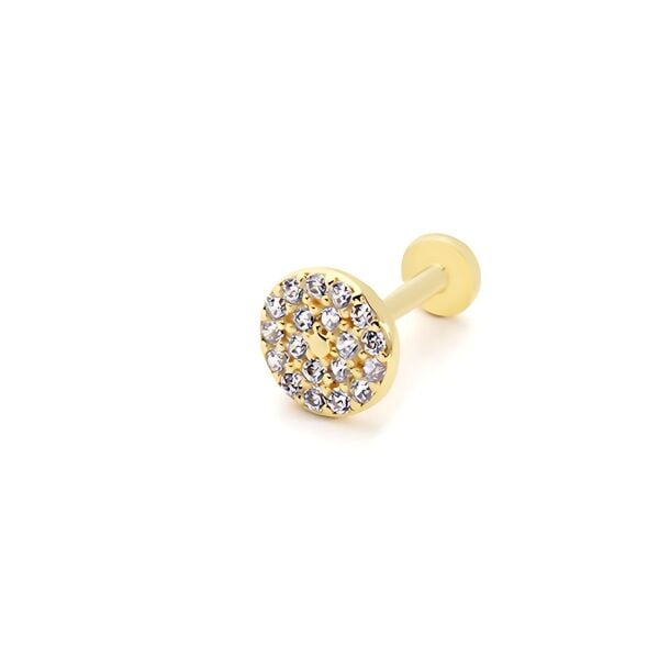 Taşlı Yuvarlak Altın Piercing