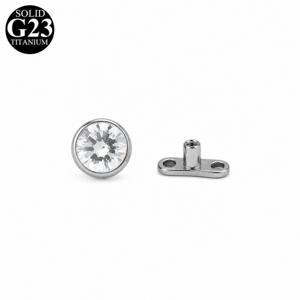 Titanyum 4mm Taşlı Dermal Piercing