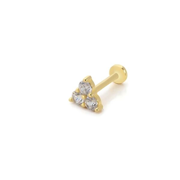 Üç Tohum Taşlı Altın Piercing