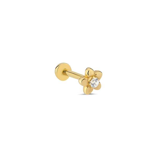 Papatya Tek Taşlı Altın Piercing