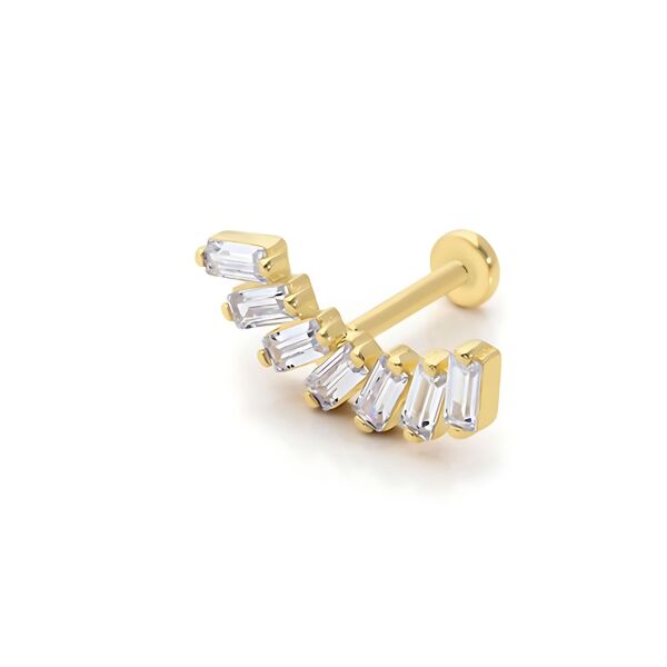 Jewel Crest Üç Renkli Yedi Taşlı Altın Piercing