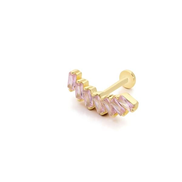 Twilight Spark Gün Batımı Pembesi  Yedi Taşlı Altın Piercing