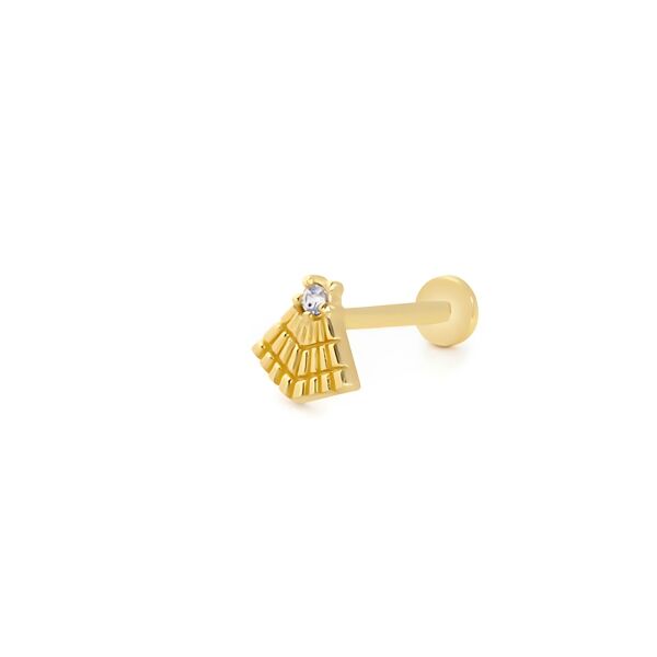 Golden Fan Altın Yelpaze Tek Taşlı Altın Piercing