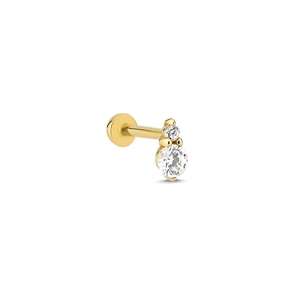 Duo Gleam İki Parlak Taş Altın Piercing