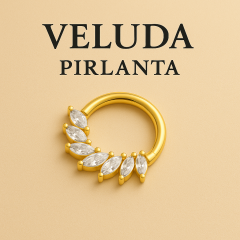 VELUDA PIRLANTA Elysian Leaf Yaprak Formunda Dokuz Taşlı Pırlanta Piercing