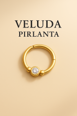 Ara Toplu Tek Taş Pırlanta Halka Piercing