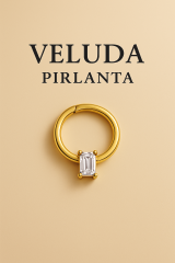 Clarion Net Güçlü ve  Sade  Pırlanta Baget Taşlı Halka Piercing