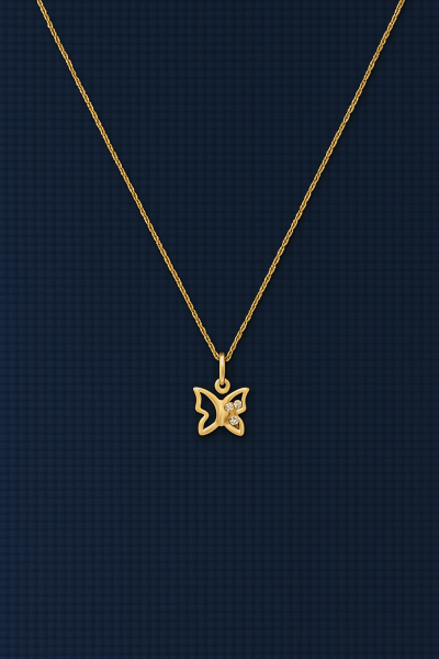 Papillon Umut Yeniden Doğuş Kelebek Taşlı Altın Kolye