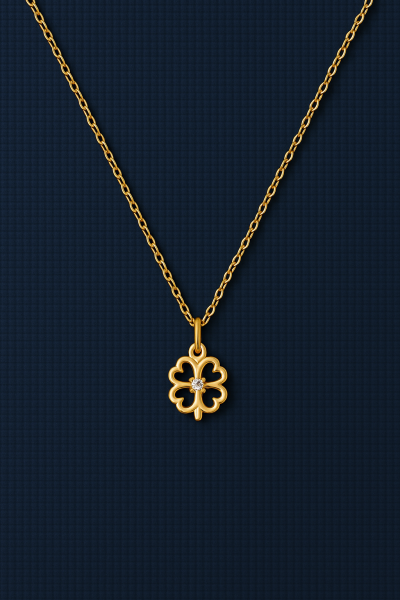 Fortuna Denge Bolluk Pozitiflik Dört Yapraklı Yonca Altın Kolye