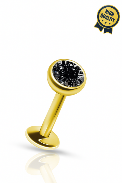 Noir Siyah Taşlı Cerrahi Çelik Labret Piercing