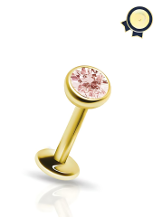 Roséa Yumuşak Pembe Taşlı Cerrahi Çelik Labret Piercing
