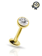 Clara Sade Yuvarlak Taşlı Cerrahi Çelik Labret Piercing