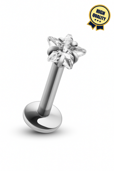 Stellina Yıldız Taşlı Cerrahi Çelik Labret Piercing