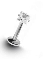 Atria  Kare Taşlı Cerrahi Çelik Labret Piercing