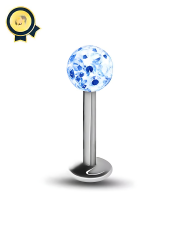 Lunara Swarovski Parlak Mavi Taşlı Cerrahi Çelik Labret Piercing