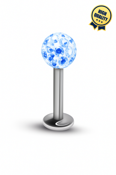 Lunara Swarovski Parlak Mavi Taşlı Cerrahi Çelik Labret Piercing