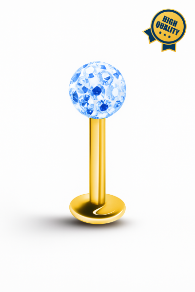Lunara Swarovski Parlak Mavi Taşlı Cerrahi Çelik Labret Piercing