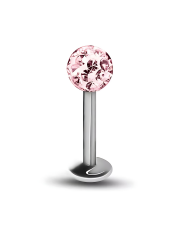 Elara Swarovski Pastel Pembe Taşlı Cerrahi Çelik Labret Piercing