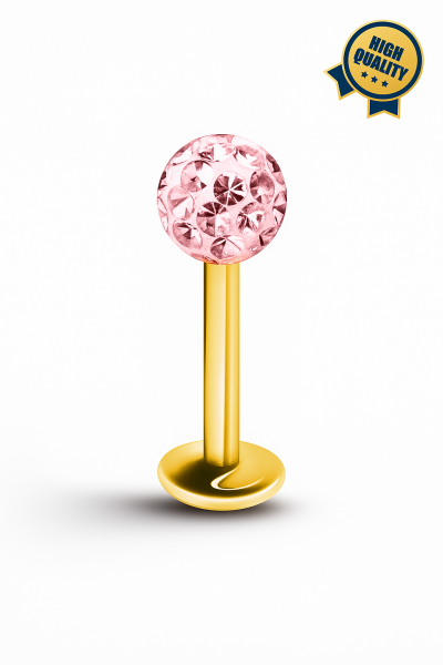 Elara Swarovski Pastel Pembe Taşlı Cerrahi Çelik Labret Piercing