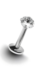 Liora Yuvarlak Sade Taşlı Cerrahi Çelik Labret Piercing