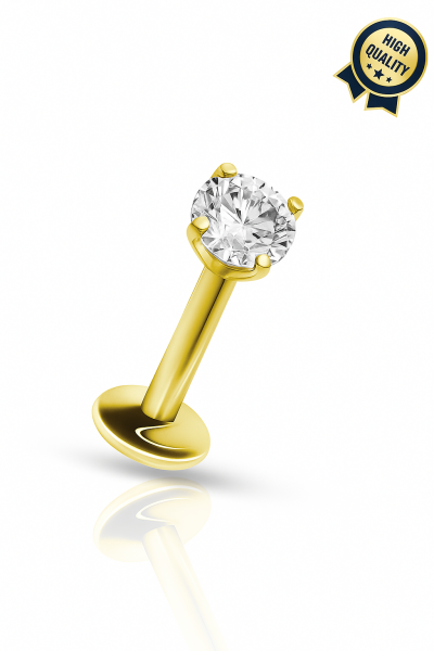 Liora Yuvarlak Sade Taşlı Cerrahi Çelik Labret Piercing