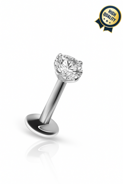 Liora Yuvarlak Sade Taşlı Cerrahi Çelik Labret Piercing
