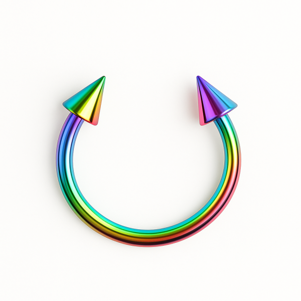 Sivri Uç Yarım Halka Rainbow Gökkuşağı Renk Cerrahi Çelik Piercing