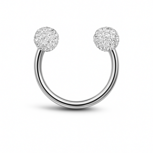 Swarovski Taşlı Toplu Yarım Halka Cerrahi Çelik Piercing