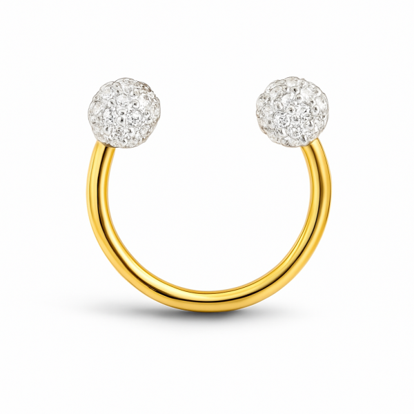 Swarovski Taşlı Toplu Yarım Halka Cerrahi Çelik Piercing