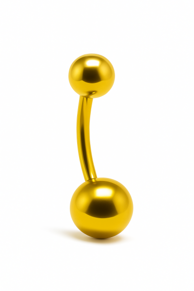 Toplu Standart Kalınlık Altın Sarısı Renk Cerrahi Çelik Göbek(Belly) Piercing