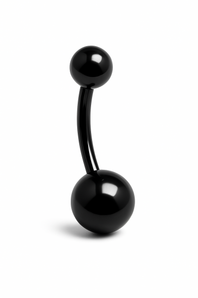 Toplu Standart Kalınlık Siyah Renk Cerrahi Çelik Göbek(Belly) Piercing