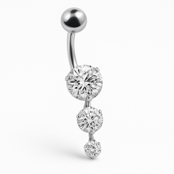 Lunara Gecenin Ortasında Ayın Üç Ayrı Yansıması Cerrahi Çelik Kararmaz Gümüş ve Gold Renk Cerrahi Çelik Göbek(Belly) Piercing