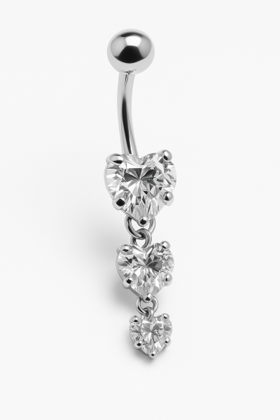Lunara Zarafetin Kalp Atışı  Cerrahi Çelik Kararmaz Gümüş ve Gold Renk Cerrahi Çelik Göbek(Belly) Piercing