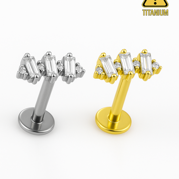 Vetra  Işığın Geometrisi Mimari Bir Işıltı Titanyum Arkası Düz Labret Piercing