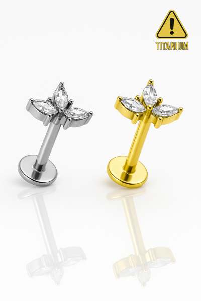 Nymelle, Doğanın Zarafetini bir Kelebeğin Hafifliği  (Titanyum Arkası Düz Labret Piercing)