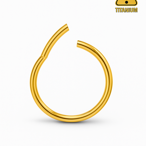 Standart Kalınlık Gold Renk Gizli Kilit Titanyum Halka Piercing