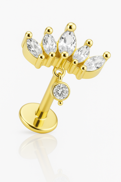 Coronelle Taç Zarafeti Altın Cerrahi Çelik Labret Piercing