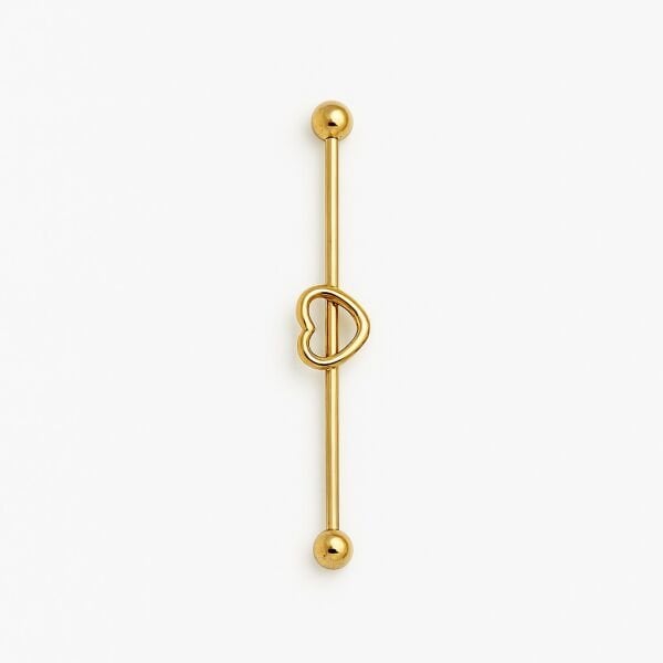 Golden Heartline Sevgi, Zarafet ve Minimalizimi Bir Arayan Getiren Cerrahi Çelik 38mm Köprü Piercing